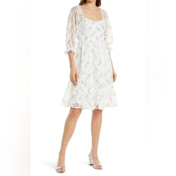NWT London Design Amy Lynn Sequin Print Drop Waist Dress - Picture 1 of 6